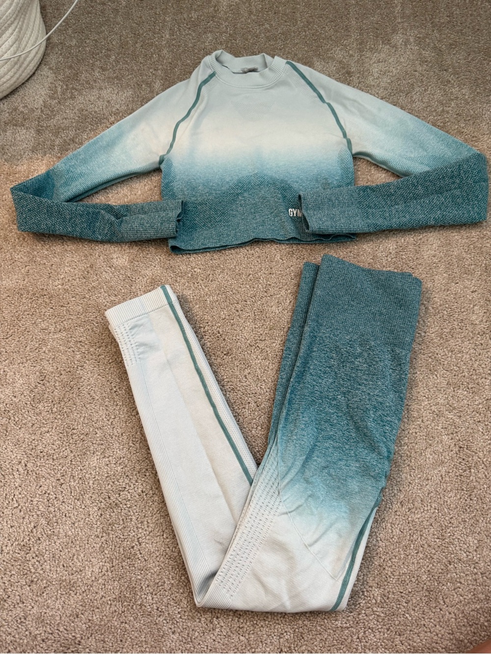 Gymshark Ombre Teal to Light Blue Seamless Set